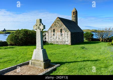 L'église et le lieu de sépulture de la Canna Rhu, île de la Canna, Écosse, Royaume-Uni Banque D'Images