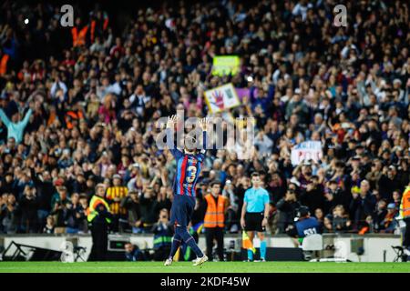 Gerard pique du FC Barcelone adieu dans son dernier match au Camp Nou pendant le championnat d'Espagne la Ligue football match entre le FC Barcelone et UD Almeria sur 5 novembre 2022 au stade Spotify Camp Nou à Barcelone, Espagne - photo: Xavi Bonilla/DPPI/LiveMedia Banque D'Images