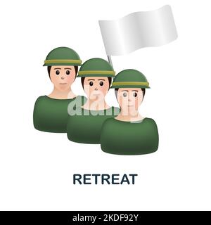Icône retraite. 3d illustration de la collection war. Icône Creative Retreat 3D pour la conception Web, les modèles, les infographies et bien plus encore Illustration de Vecteur