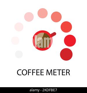 Compteur de café, indicateur de puissance et d'énergie. Boisson chaude au réveil et au travail. Illustration vectorielle. Compteur d'énergie, indicateur de niveau de café, indicateur de niveau de boisson chaude Illustration de Vecteur