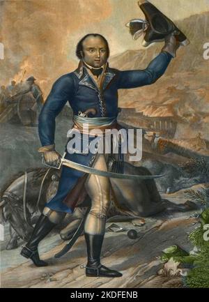 Le général Thomas Alexandre Davy de la Paillerie (dit le général Dumas) (1762-1806), général de division francais - grature de Marchand Jacques - général Thomas-Alexandre Dumas en uniforme d'officier républicain français - Alexandre Davy de la Paillerie Said Dumas (1762-1806) officier français père de l'écrivain français Alexandre Dumas Père - Banque D'Images