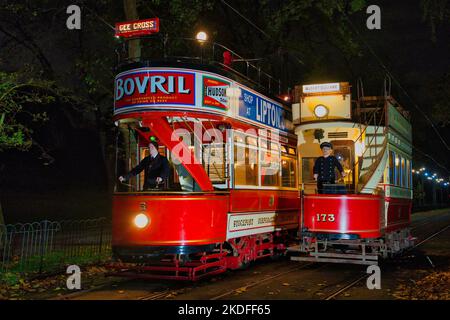 Stockport 5 et Manchester 173 au tramway de Heaton Park Banque D'Images