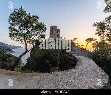 La Torre del Verger au beau coucher du soleil Banque D'Images