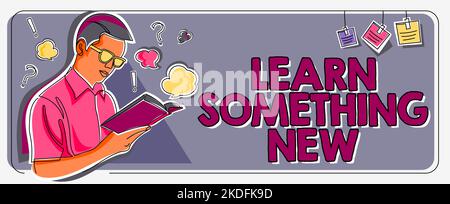 Texte d'écriture apprendre quelque chose de nouveau, Aperçu de l'entreprise acquérir des formations, des connaissances ou des compétences différentes Banque D'Images