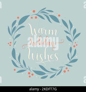 Concept de carte de vœux chaleureux, carte de vœux de Noël avec couronne abstraite. Vecteur Illustration de Vecteur