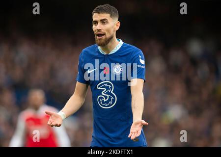 Londres, Royaume-Uni. 06th novembre 2022. Jorginho de Chelsea lors du match de la Premier League entre Chelsea et Arsenal à Stamford Bridge, Londres, Angleterre, le 6 novembre 2022. Photo de Salvio Calabre. Utilisation éditoriale uniquement, licence requise pour une utilisation commerciale. Aucune utilisation dans les Paris, les jeux ou les publications d'un seul club/ligue/joueur. Crédit : UK Sports pics Ltd/Alay Live News Banque D'Images