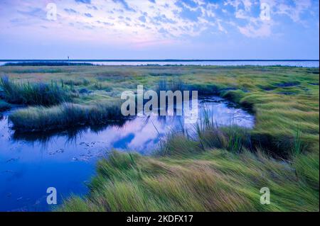 Lever du soleil dans la baie de Chesapeake, le plus grand estuaire des États-Unis Banque D'Images