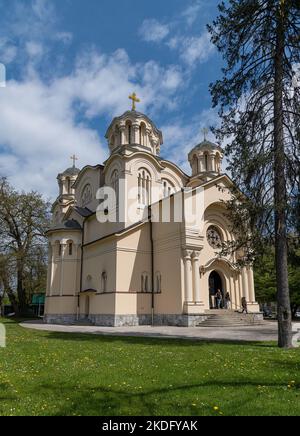 La cathédrale Saints Cyrille et méthode dans le parc Trubar, Ljubljana, Slovénie Banque D'Images