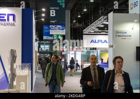 Exposants stands au CHPI 2022 à Messe Frankfurt, Allemagne Banque D'Images