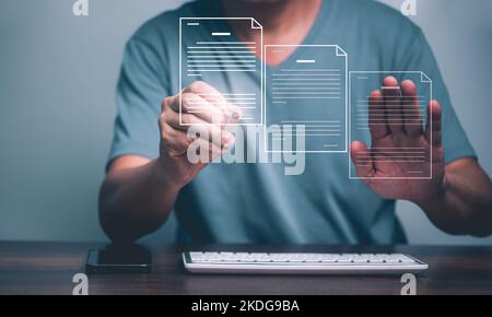 Affaires en ligne avec contact de signature électronique sur téléphone mobile, signature électronique, gestion de documents numériques, bureau sans papier, signature contact d'affaires Banque D'Images