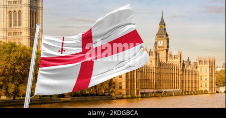 Le drapeau de la ville de Londres est basé sur le drapeau de l'Angleterre Banque D'Images