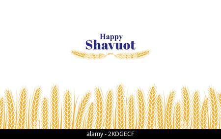 Bon fond shavuot avec oreilles de blé d'or. Modèle de bannière Noël en israël, judaïsme festif. Elément de frontière de l'agriculture biologique, agriculture ordonnée Illustration de Vecteur