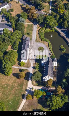 Vue aérienne, château de Borbeck, parc, centre de Borbeck, Essen, Région de la Ruhr, Rhénanie-du-Nord-Westphalie, Allemagne Banque D'Images