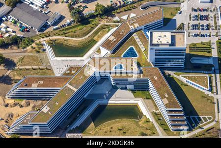 Vue aérienne, campus Aldi Nord, siège, Essen-Kray, Essen, Région de la Ruhr, Rhénanie-du-Nord-Westphalie, Allemagne, DE, alimentation, Europe, entreprises commerciales, Banque D'Images