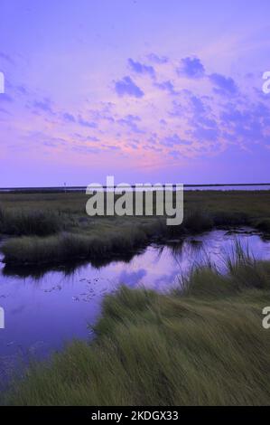 Lever du soleil dans la baie de Chesapeake, le plus grand estuaire des États-Unis Banque D'Images
