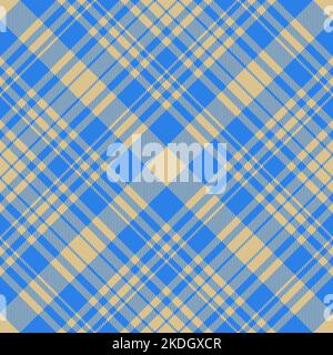 Tartan à texture textile. Vérification des antécédents en tissu écossais. Tissu à motif vectoriel sans couture, coloris bleu et jaune. Illustration de Vecteur