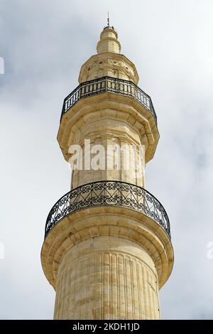 Minaret, Mosquée Neradje ou Neradje, Rethymno, Crète, Grèce, Europe Banque D'Images