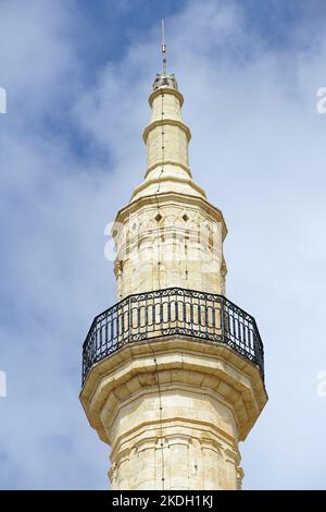 Minaret, Mosquée Neradje ou Neradje, Rethymno, Crète, Grèce, Europe Banque D'Images