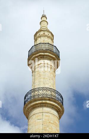 Minaret, Mosquée Neradje ou Neradje, Rethymno, Crète, Grèce, Europe Banque D'Images