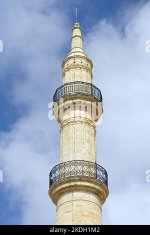 Minaret, Mosquée Neradje ou Neradje, Rethymno, Crète, Grèce, Europe Banque D'Images