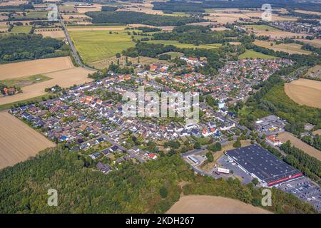 Vue aérienne, vue sur le quartier Kötterberg, supermarché Kaufland, Heessen, Hamm, Région de la Ruhr, Rhénanie-du-Nord-Westphalie, Allemagne, DE, Europe, Photographie aérienne Banque D'Images