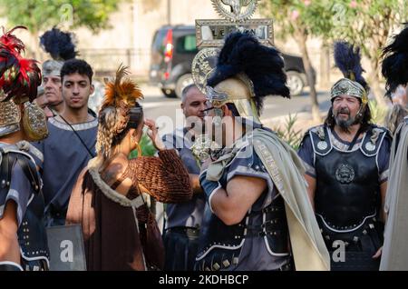 CARTAGENA, ESPAGNE - 23 SEPTEMBRE 2022 les fêtes historiques des Carthaginois et des Romains, célébrées dans la ville espagnole de Cartagena depuis 1990 à commémorer Banque D'Images