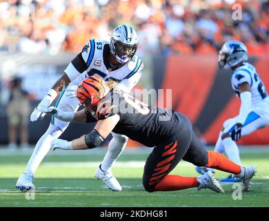 Cincinnati, Ohio, États-Unis. 6th novembre 2022. Brian Burns (53) des Carolina Panthers pendant LA SEMAINE 9 de la saison régulière de la NFL entre les Carolina Panthers et les Cincinnati Bengals à Cincinnati, Ohio. JP Waldron/Cal Sport Media/Alamy Live News Banque D'Images