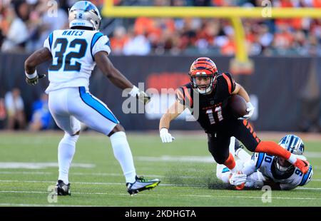 Cincinnati, Ohio, États-Unis. 6th novembre 2022. Trent Taylor (11) des Bengals de Cincinnati au cours DE LA SEMAINE 9 de la saison régulière de la NFL entre les Carolina Panthers et les Bengals de Cincinnati à Cincinnati, Ohio. JP Waldron/Cal Sport Media/Alamy Live News Banque D'Images