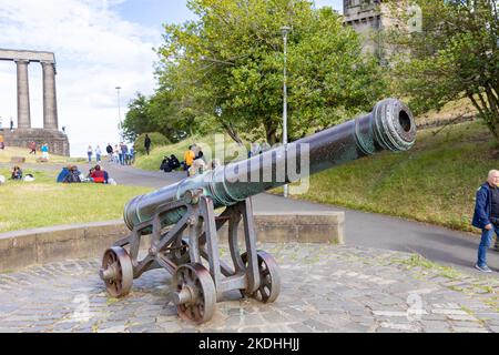 Le canon portugais sur Calton Hill Edinburgh, coulé au 15th siècle, l'un des 6 canons originaux, Edimbourg, Ecosse, Royaume-Uni Banque D'Images