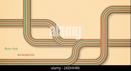 Carte routière à lignes courbes rétro avec rayures colorées et design vintage Illustration de Vecteur