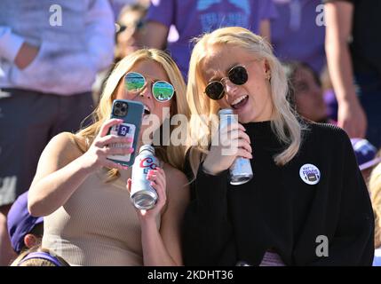 Fort Worth, Texas, États-Unis. 5th novembre 2022. Fans lors de la moitié 2nd du match de football NCAA entre les Texas Tech Red Raiders et les TCU Horned Frogs au stade Amon G. carter à fort Worth, Texas. Matthew Lynch/CSM/Alamy Live News Banque D'Images