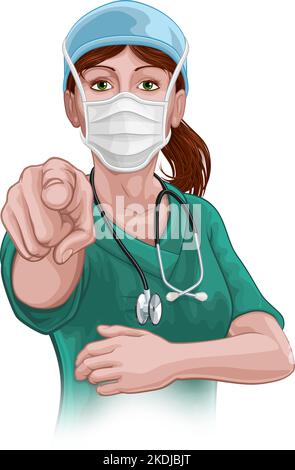 Médecin ou infirmière femme dans les exfoliations pointage uniforme Illustration de Vecteur