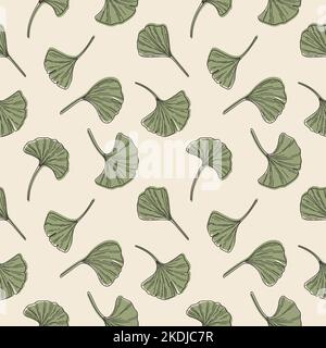 Le Ginkgo biloba laisse un motif sans couture Illustration de Vecteur