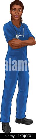 Femme noire médecin infirmière professionnelle médicale Illustration de Vecteur