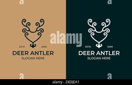 Logo Deer antiler et inspiration d'icône, tête de cerf avec illustration d'ancre dans un style ethnique Illustration de Vecteur