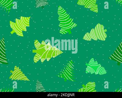 Motif de Noël sans couture avec sapins et neige tombant. Joyeux Noël et Bonne Année. Épinette verte avec neige. Motif festif pour fonds d'écran Illustration de Vecteur