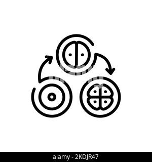 Icône de ligne noire de division cellulaire. Fécondation. Illustration de Vecteur