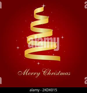 Arbre de Noël. Carte de joyeux Noël. Sapin de Noël en ruban stylisé. Illustration vectorielle Banque D'Images