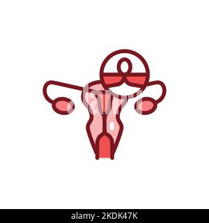 Female sterilization color line icon. Outline pictogram for web page. Illustration de Vecteur