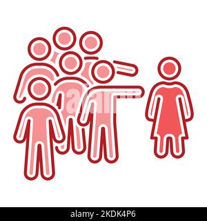 Icône de ligne de couleur d'intimidation sociale. Harcèlement, abus social et violence. Illustration de Vecteur