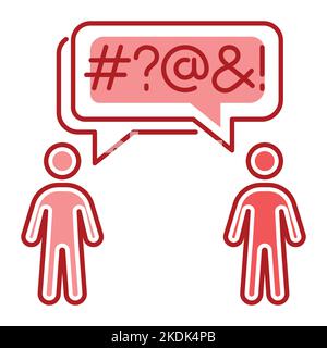 Icône de ligne de couleur d'intimidation verbale. Harcèlement, abus social Illustration de Vecteur