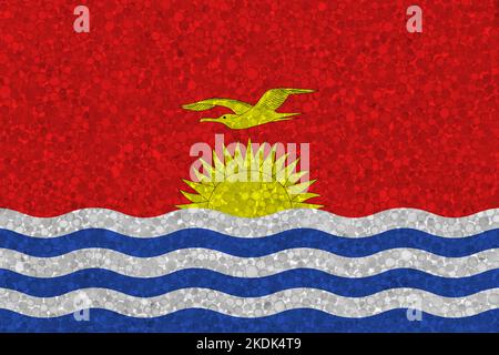 Drapeau de Kiribati sur la texture styromousse. Drapeau national peint sur la surface de la mousse plastique Banque D'Images