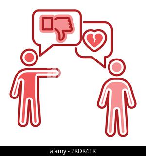 Icône de ligne de couleur d'intimidation verbale. Harcèlement, abus social et violence. Illustration de Vecteur