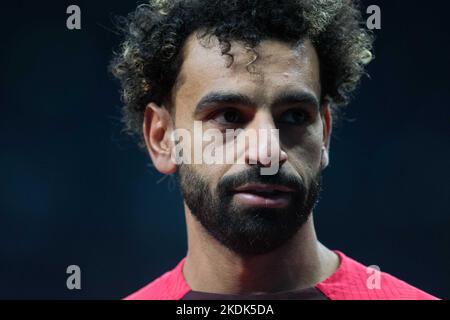 Londres, Royaume-Uni. 06th novembre 2022. Mohamed Salah de Liverpool regarde. Premier League Match, Tottenham Hotspur v Liverpool au Tottenham Hotspur Stadium de Londres, le dimanche 6th novembre 2022. Cette image ne peut être utilisée qu'à des fins éditoriales. Utilisation éditoriale uniquement, licence requise pour une utilisation commerciale. Aucune utilisation dans les Paris, les jeux ou les publications d'un seul club/ligue/joueur. photo de Sandra Mailer/Andrew Orchard sports Photography/Alamy Live News crédit: Andrew Orchard sports Photography/Alamy Live News Banque D'Images