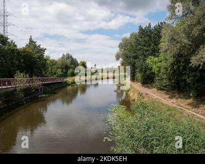 Photo de paysage de la rivière Durme à Lokeren, Belgique Banque D'Images