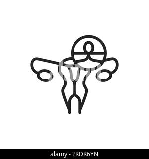 Female sterilization color line icon. Outline pictogram for web page. Stock Vector