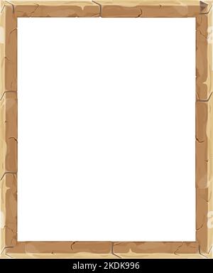 Cadre en brique de pierre borde l'ancien médiéval dans le style de dessin animé, isolé sur fond blanc. Décoration de jeux, menu. Illustration vectorielle Illustration de Vecteur