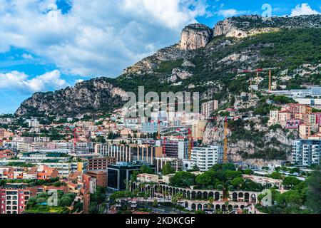 Vue sur Marina Port de Fontvieille, Principauté de Monaco, Monaco, Côte d'Azur Banque D'Images