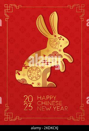 Nouvel an chinois 2023. Année du lapin. Animaux du zodiaque. Illustration de Vecteur