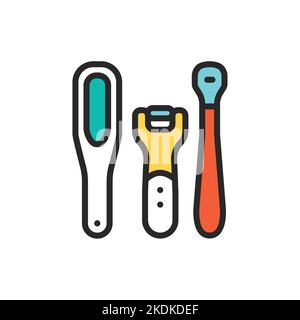 Icône de ligne de couleur des instruments de pédicure. Elément vectoriel isolé. Illustration de Vecteur